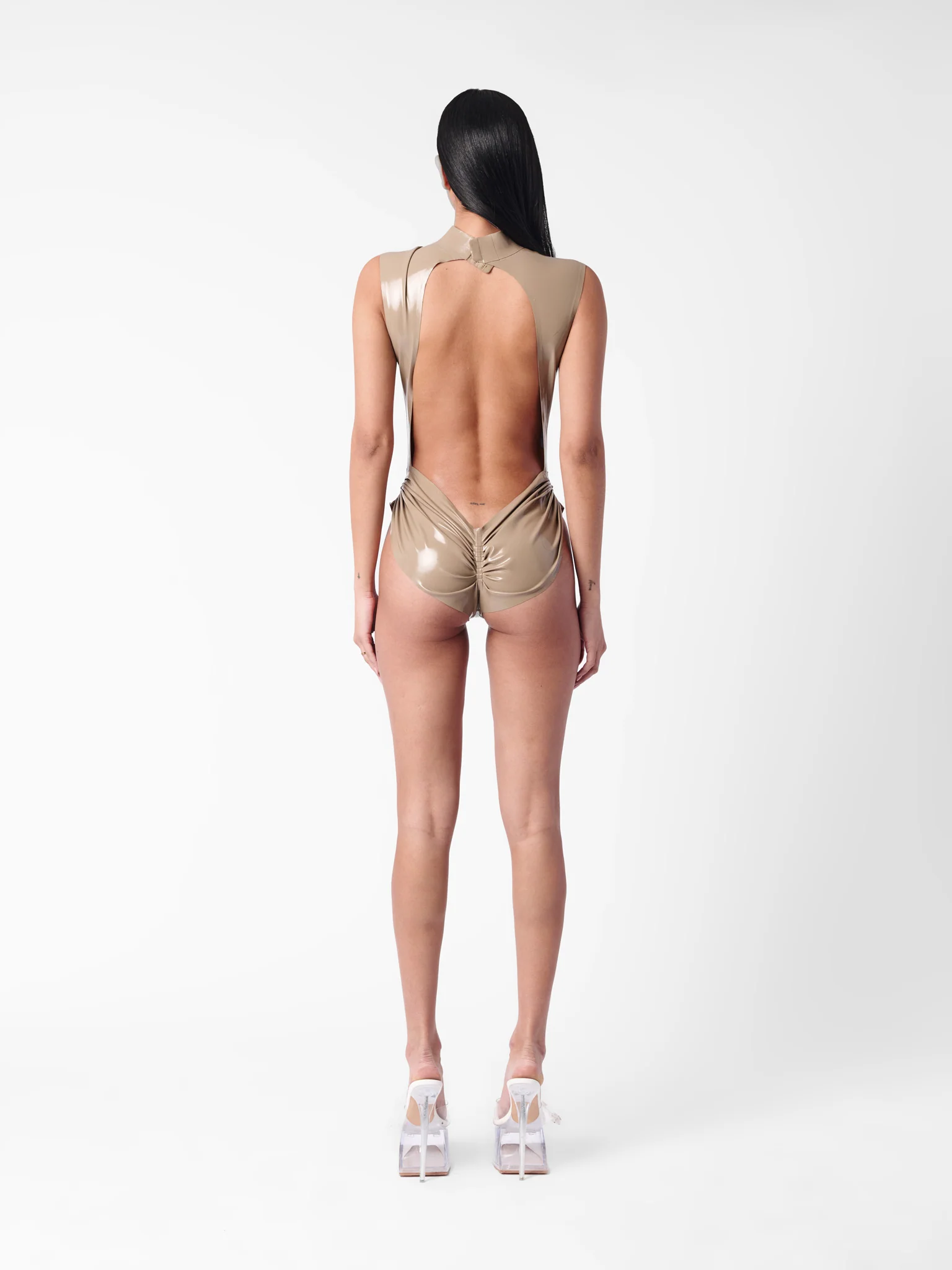 Bronx Latex Bodysuit Taupe - Image 3
