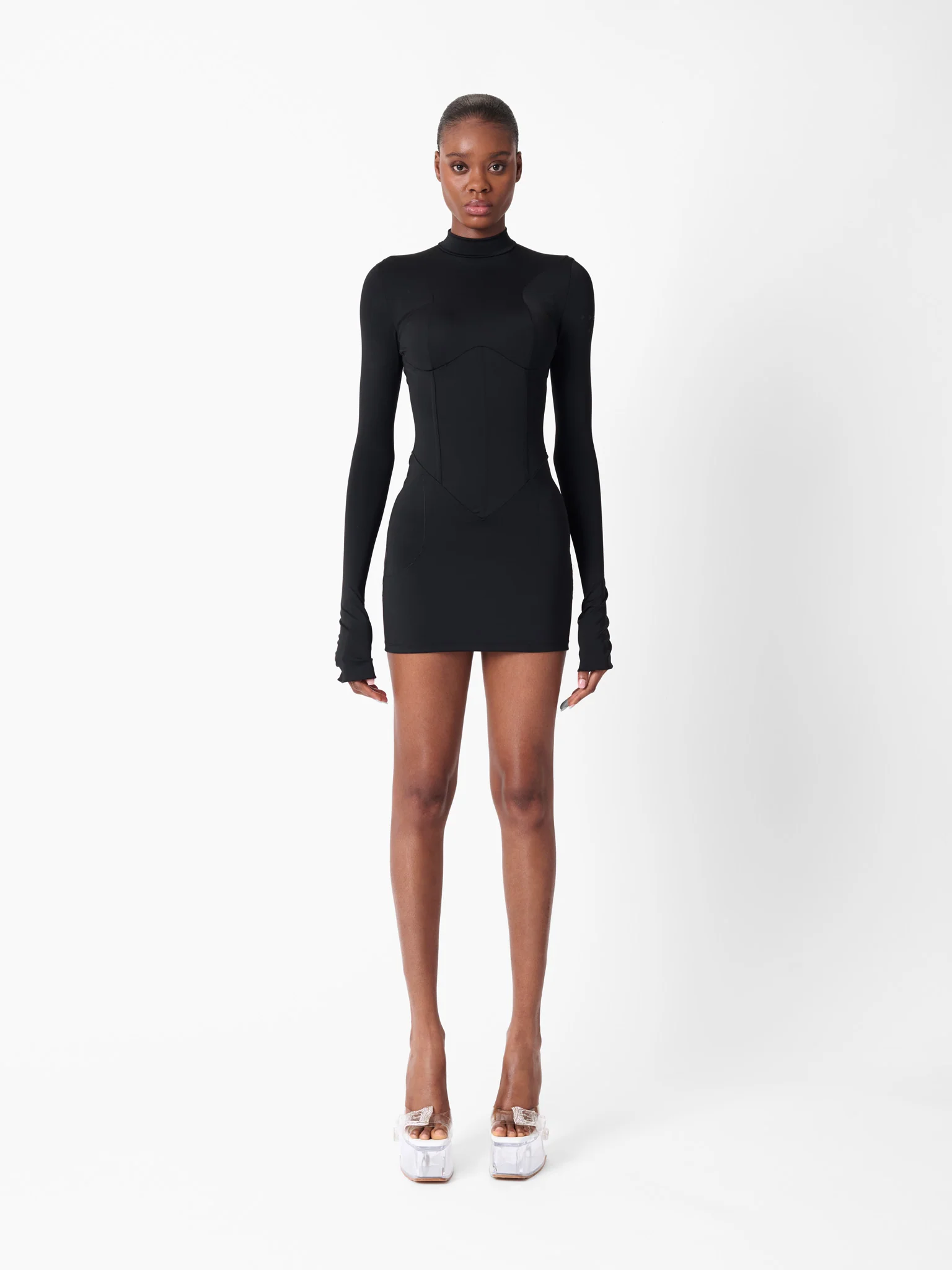 Cat Call Padded Dress Black