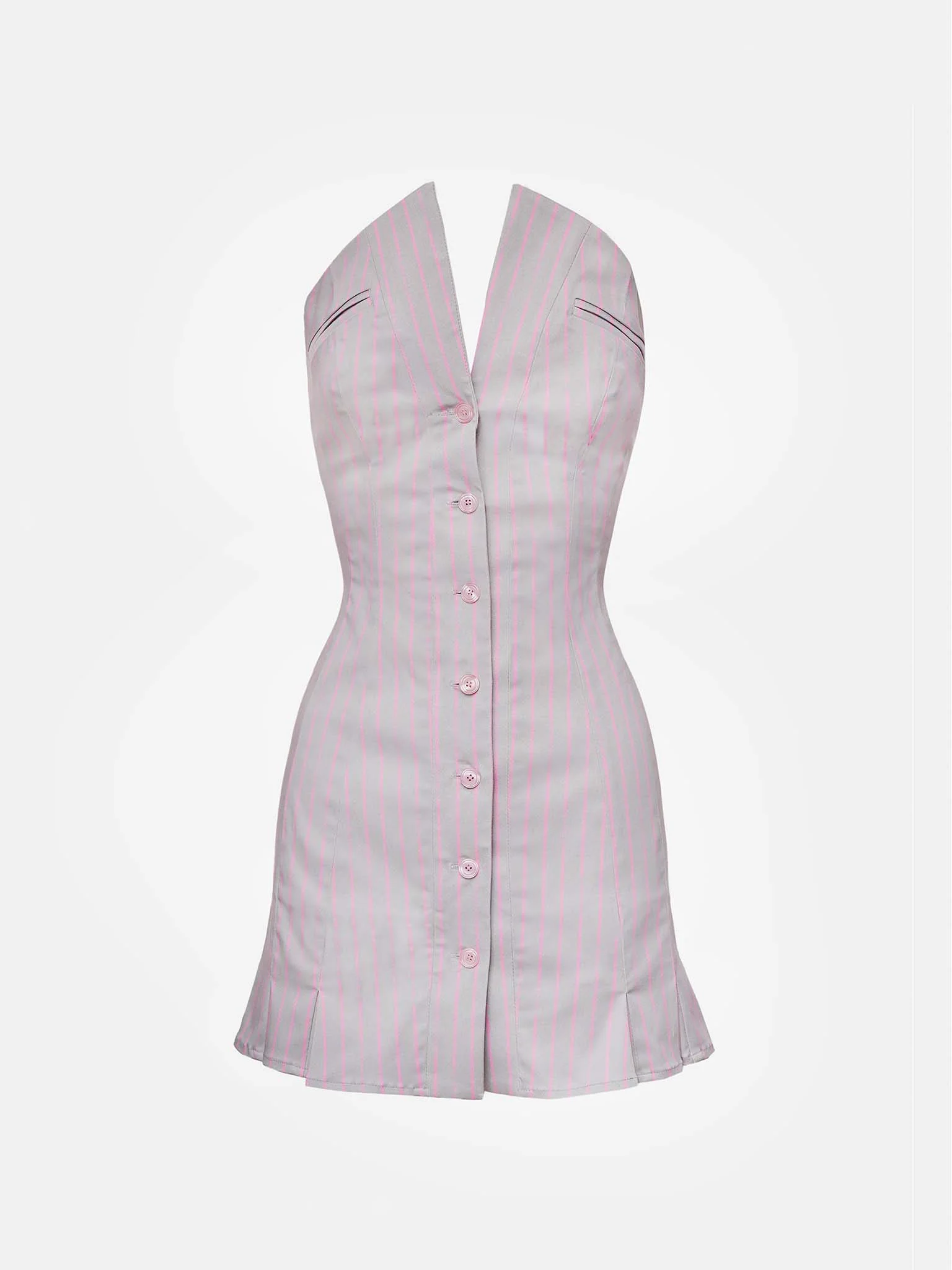 Court Dress Grey/Pink Pinstripe - Image 5