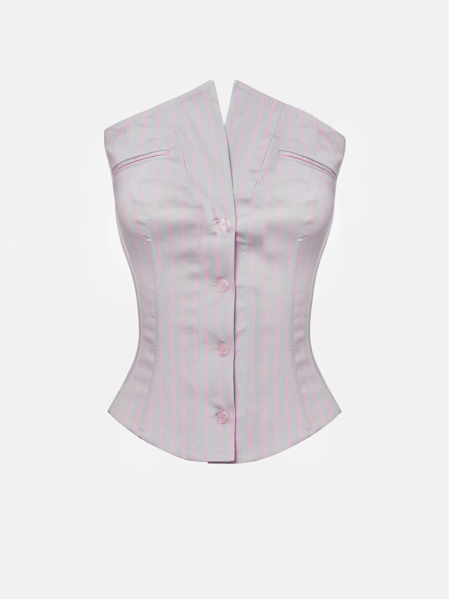 Court Corset Top Grey/Pink Pinstripe - Image 6