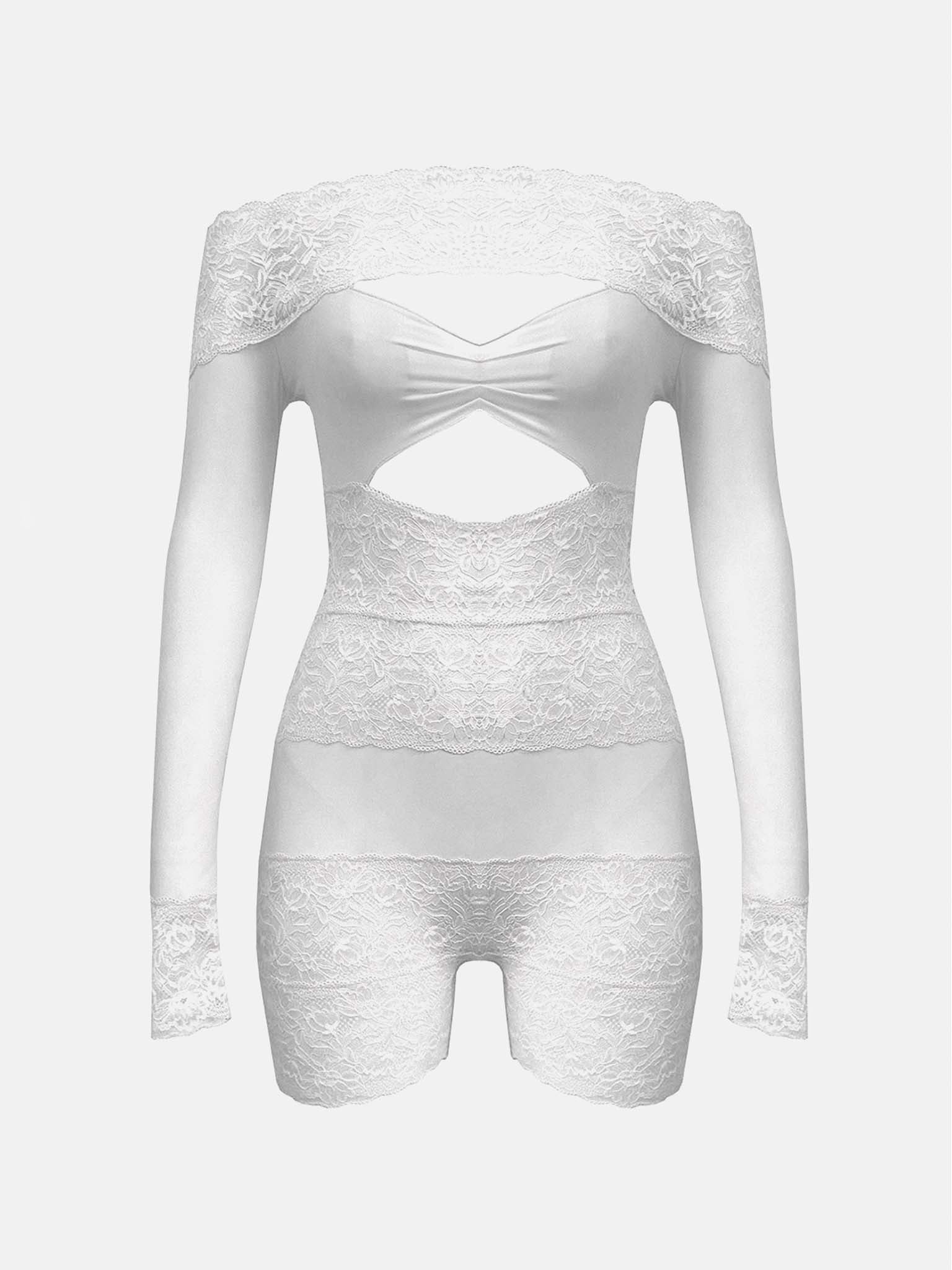 Davina Sleeved Romper Virgin White - Image 10
