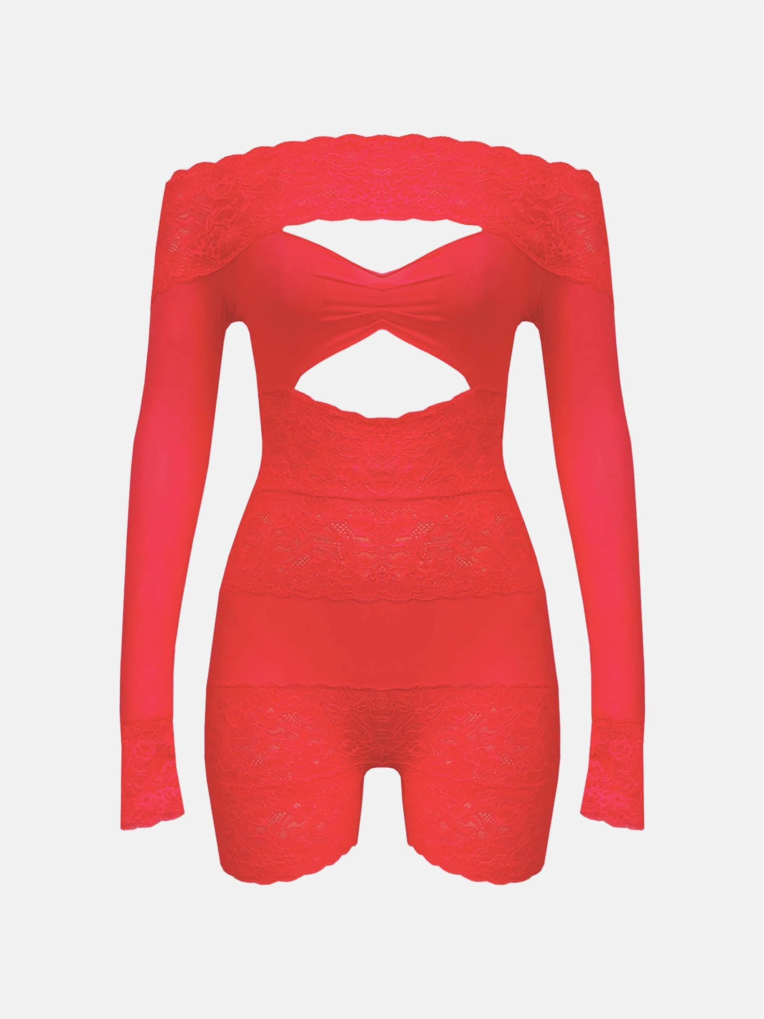 Davina Sleeved Romper Vixen Red - Image 6