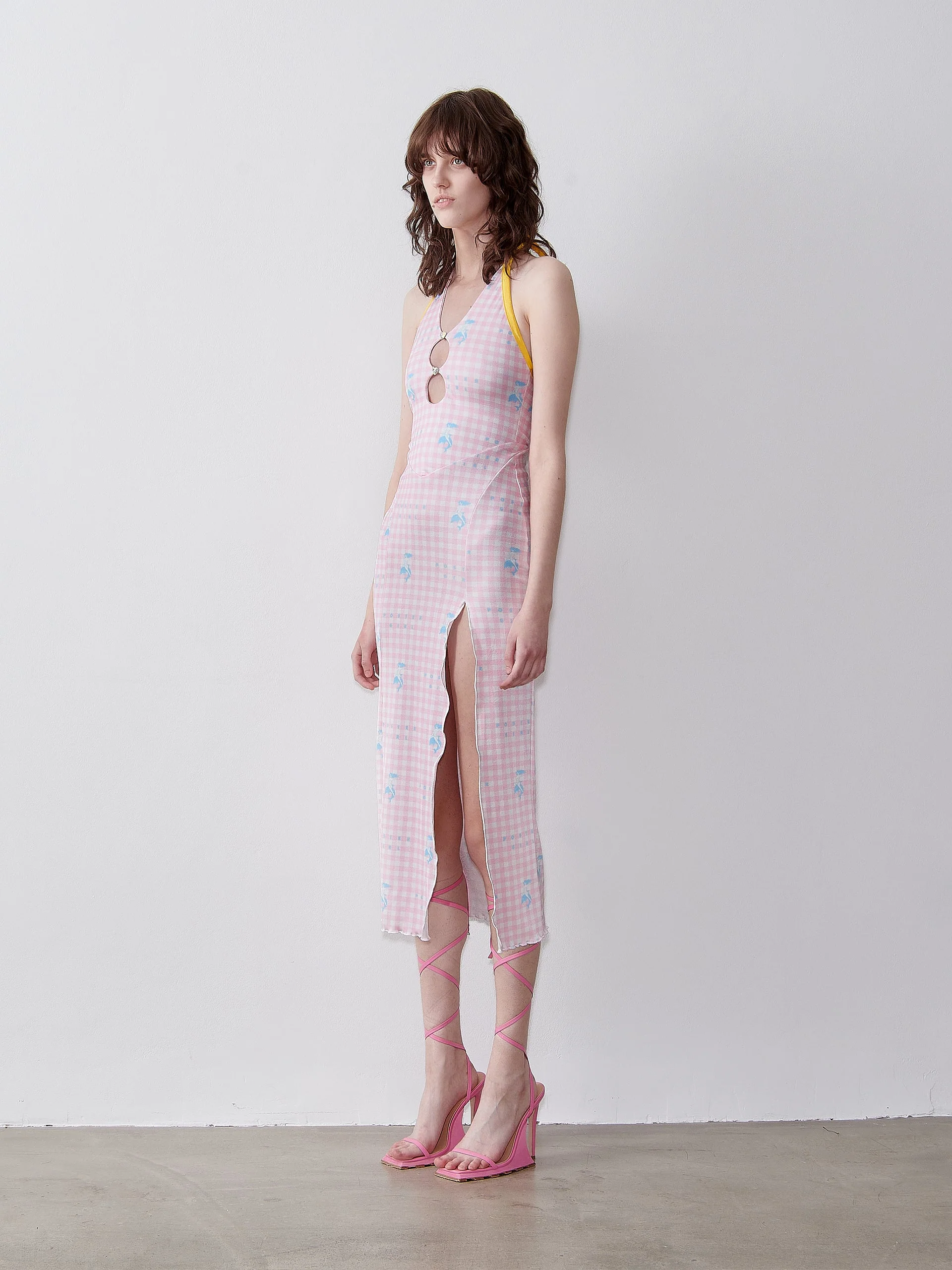 Heather Midi Dress Pink Gingham - Image 3