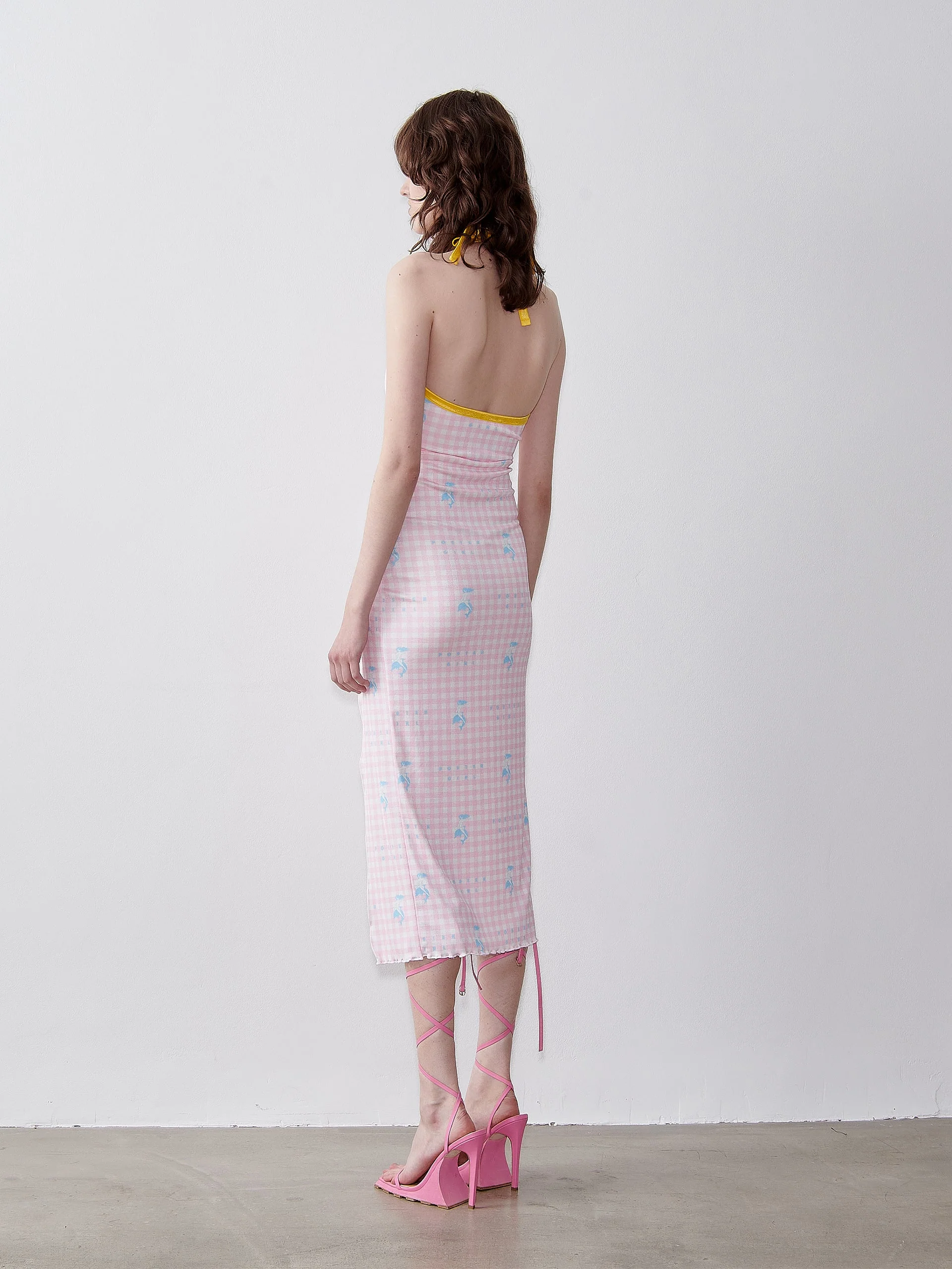 Heather Midi Dress Pink Gingham - Image 4