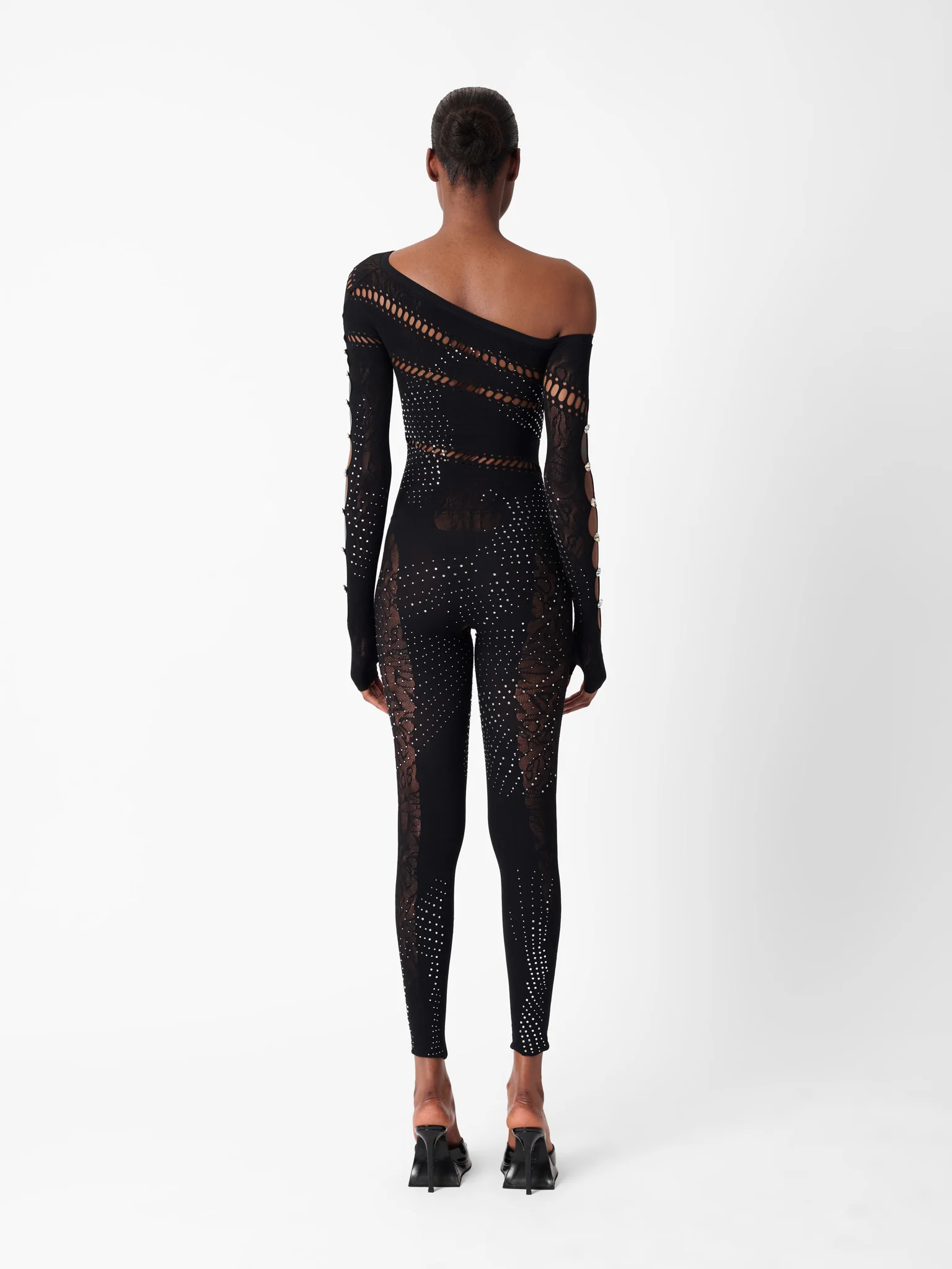 Ivy Long Rhinestone Jumpsuit Black - Image 3