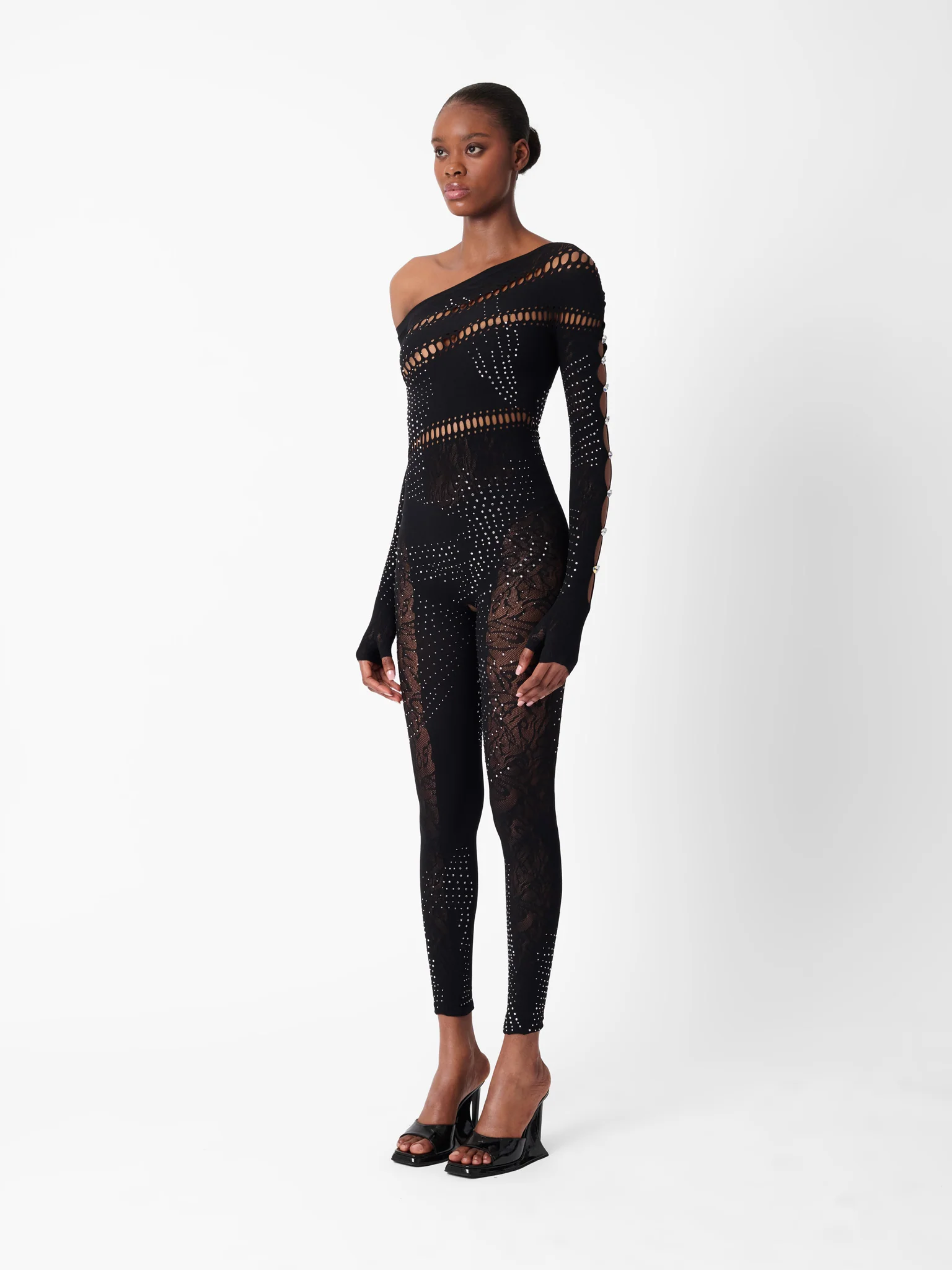 Ivy Long Rhinestone Jumpsuit Black - Image 4