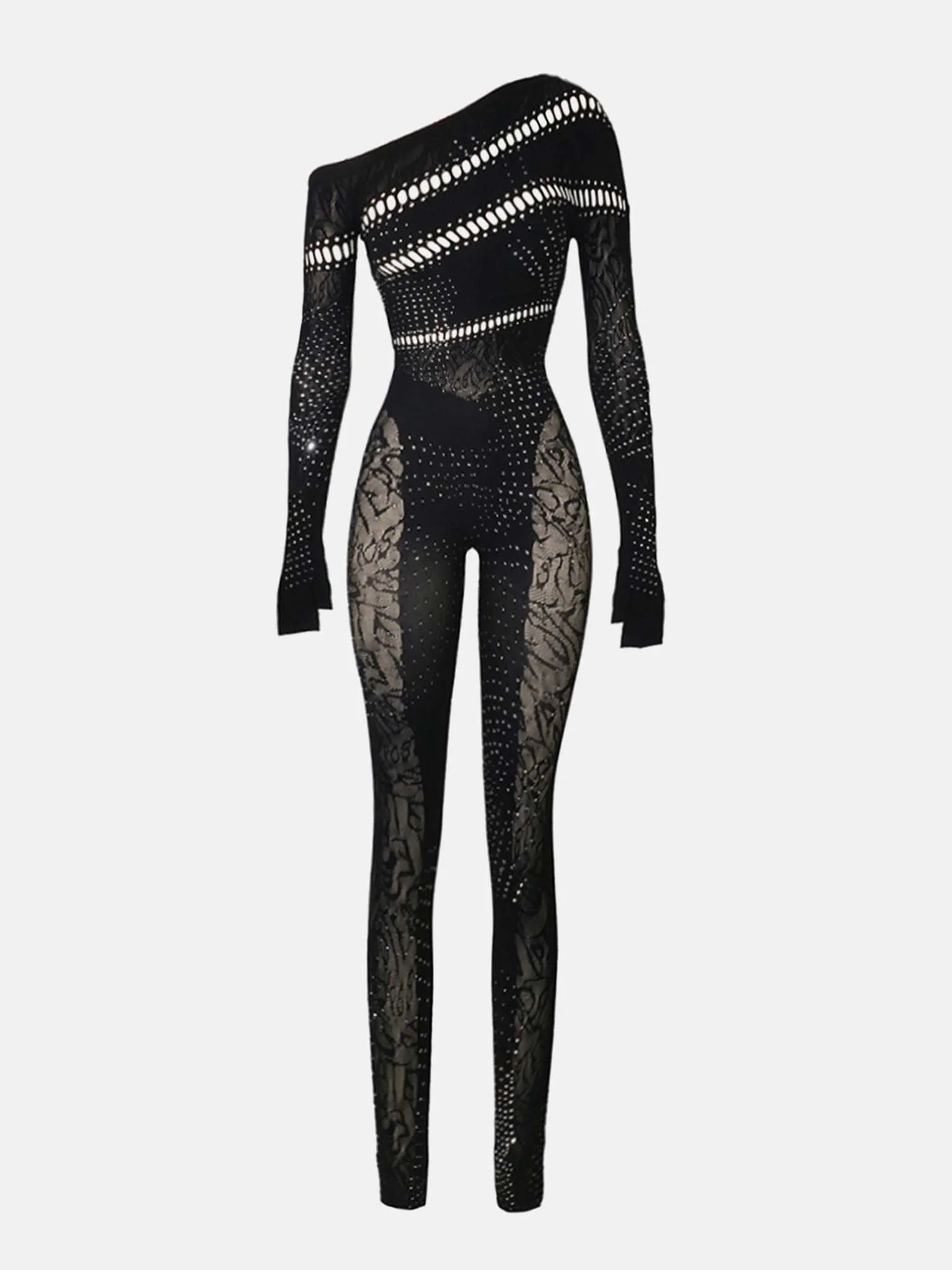 Ivy Long Rhinestone Jumpsuit Black - Image 5