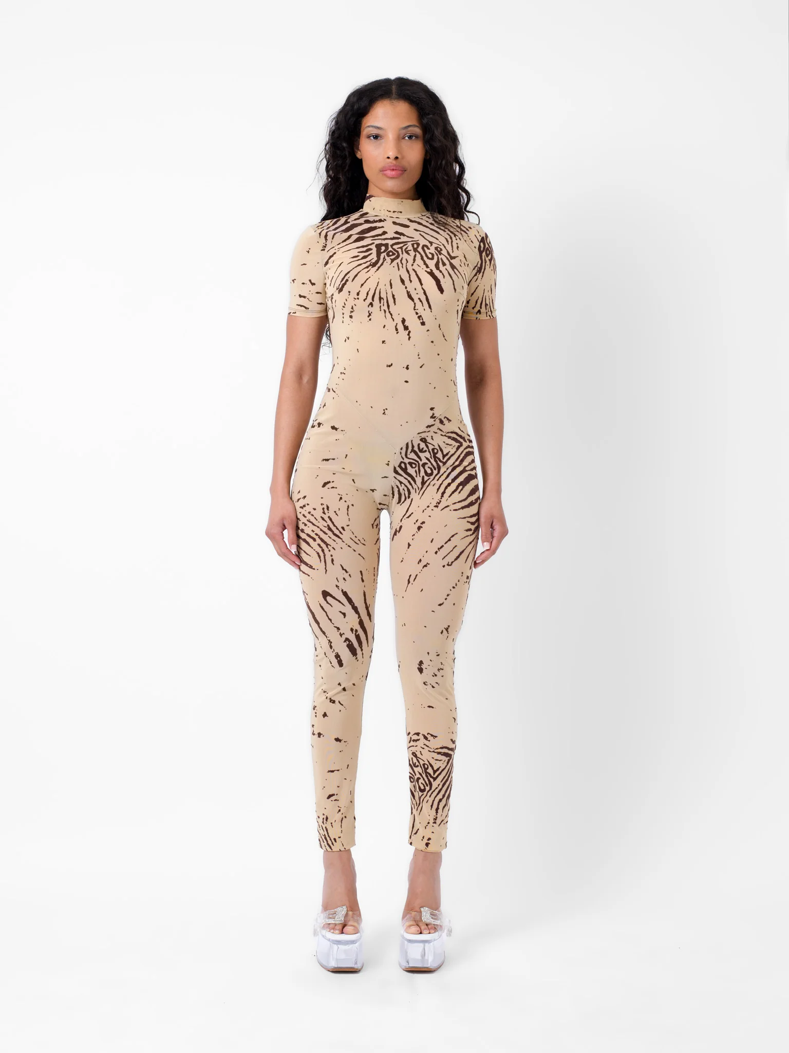 Knockout Jumpsuit Beige Zebra Print