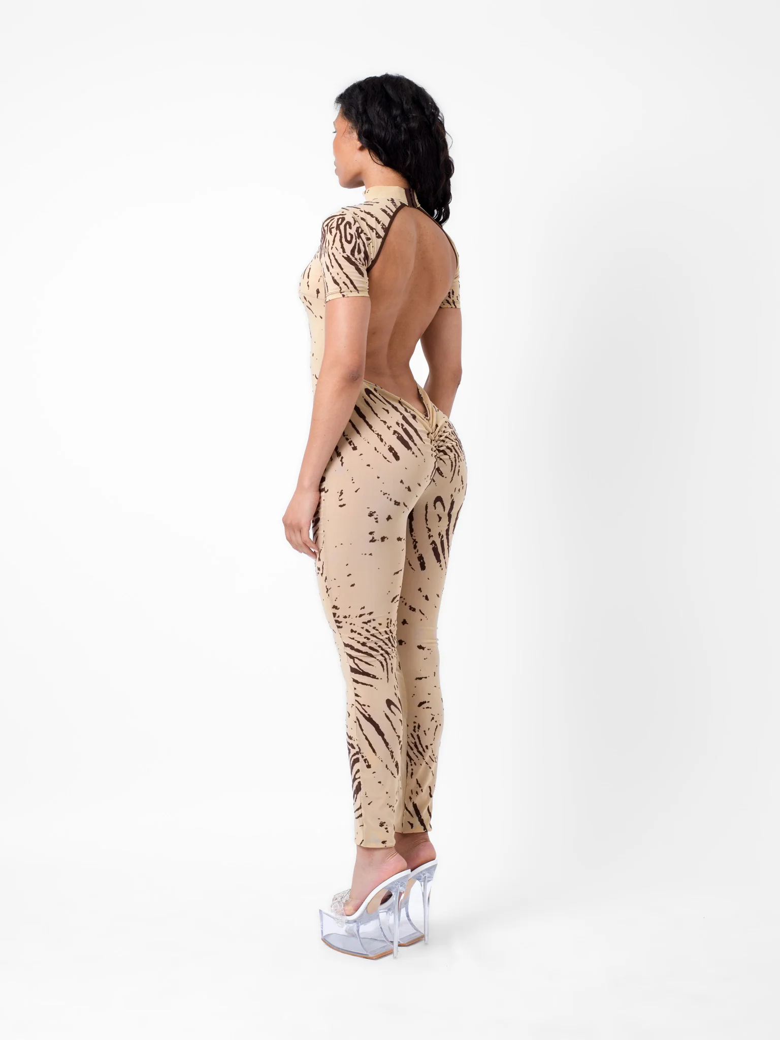Knockout Jumpsuit Beige Zebra Print - Image 5