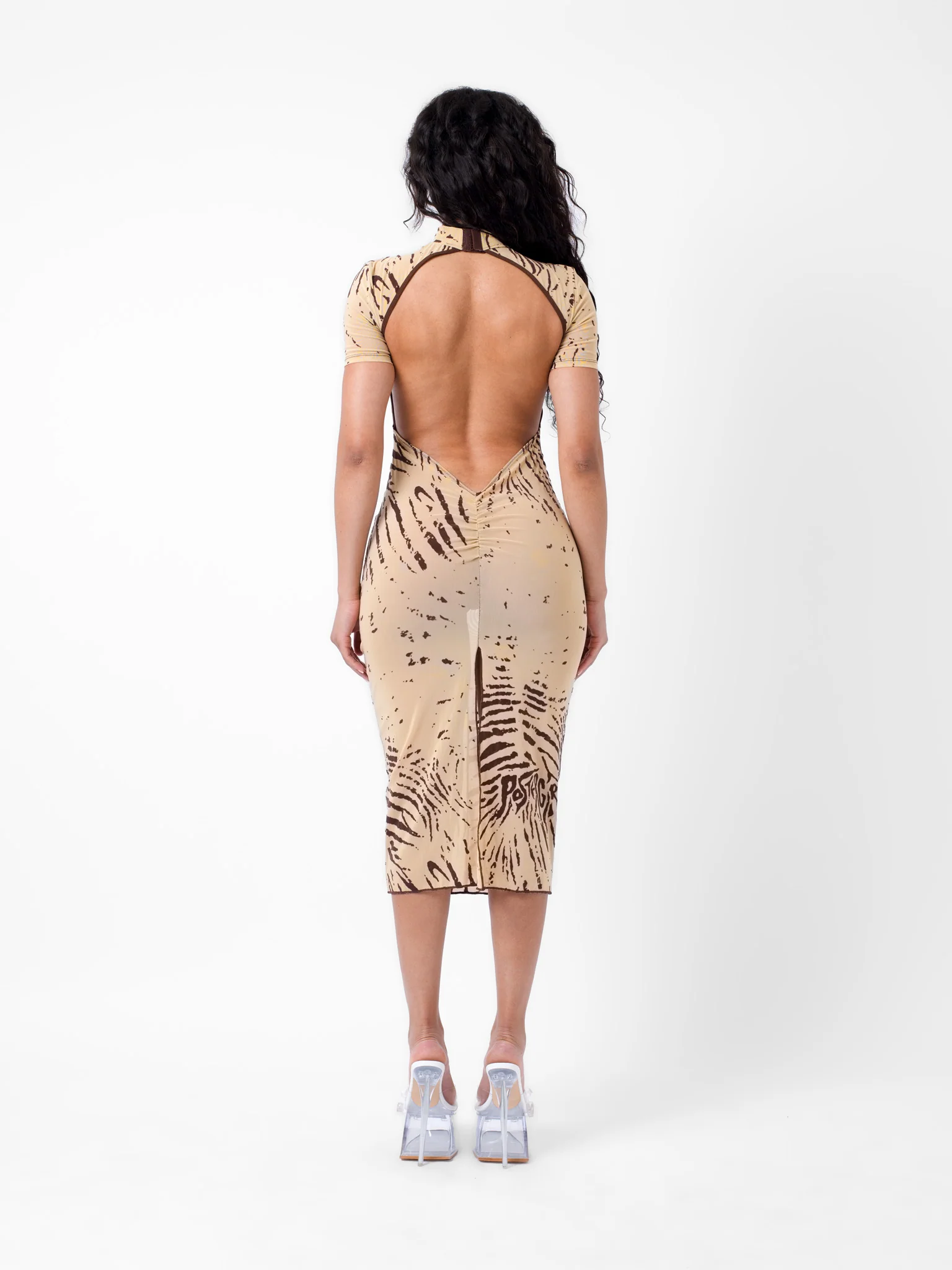 Knockout Dress Beige Zebra Print - Image 3
