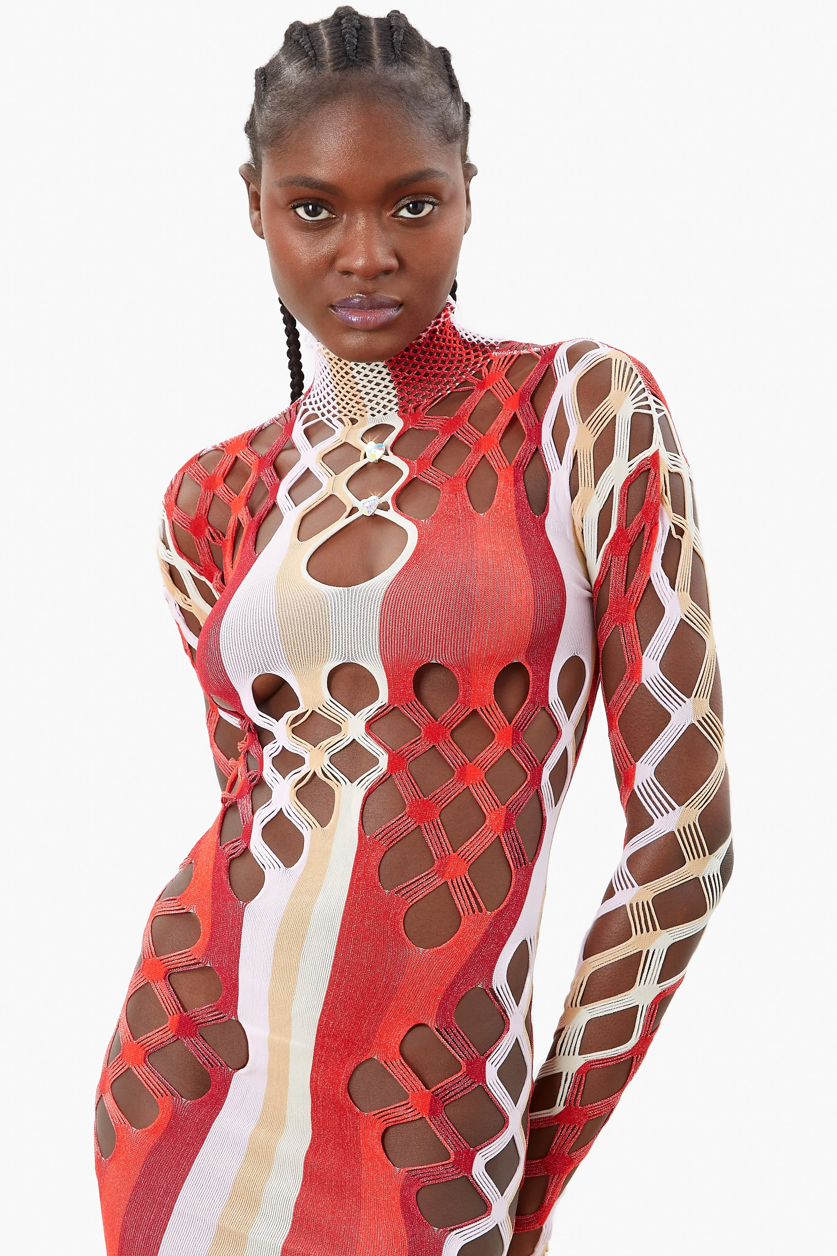 Marina Dress Burgundy Stripe - Image 2