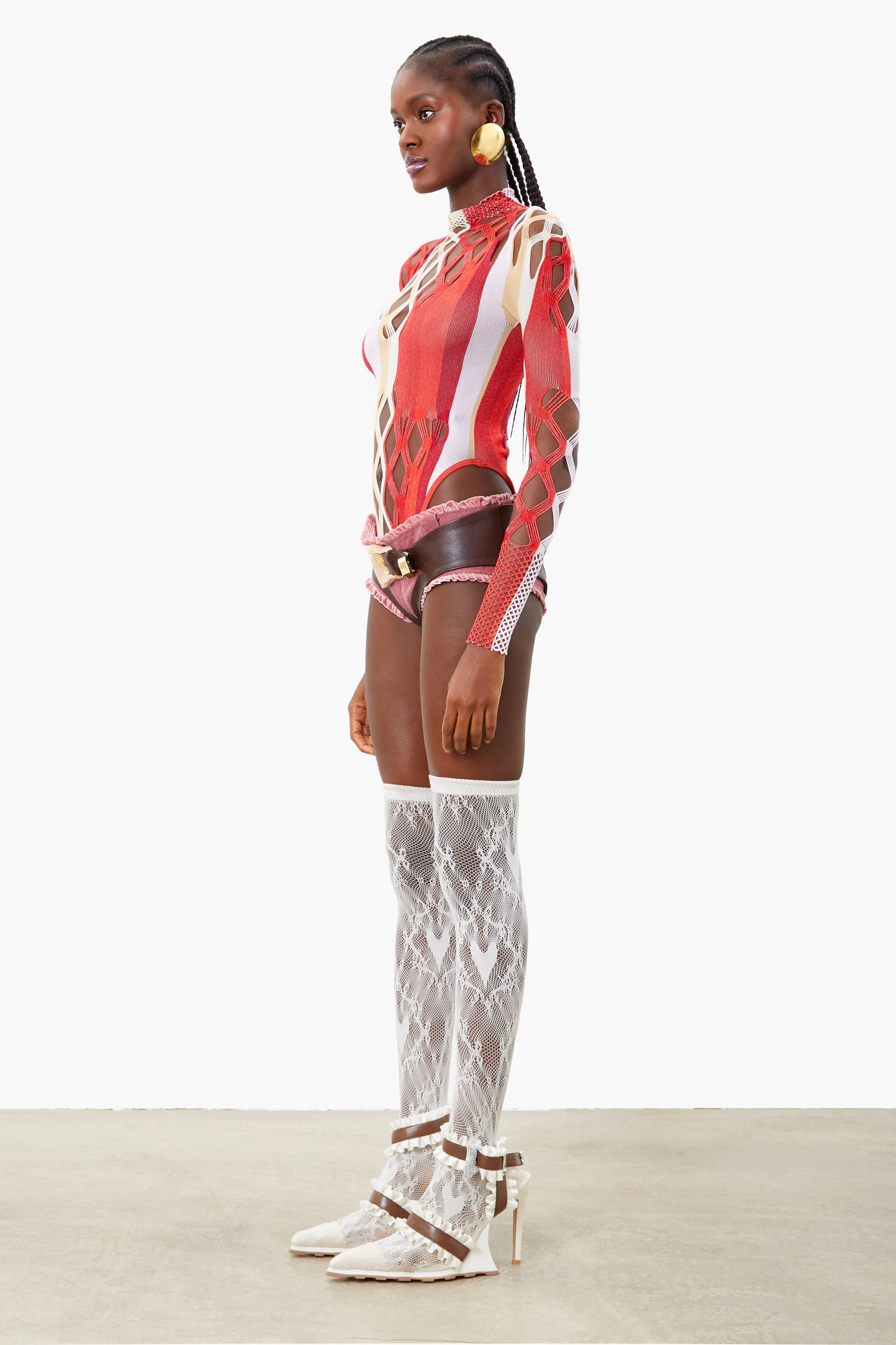 Amphitrite Bodysuit Burgundy Stripe - Image 4