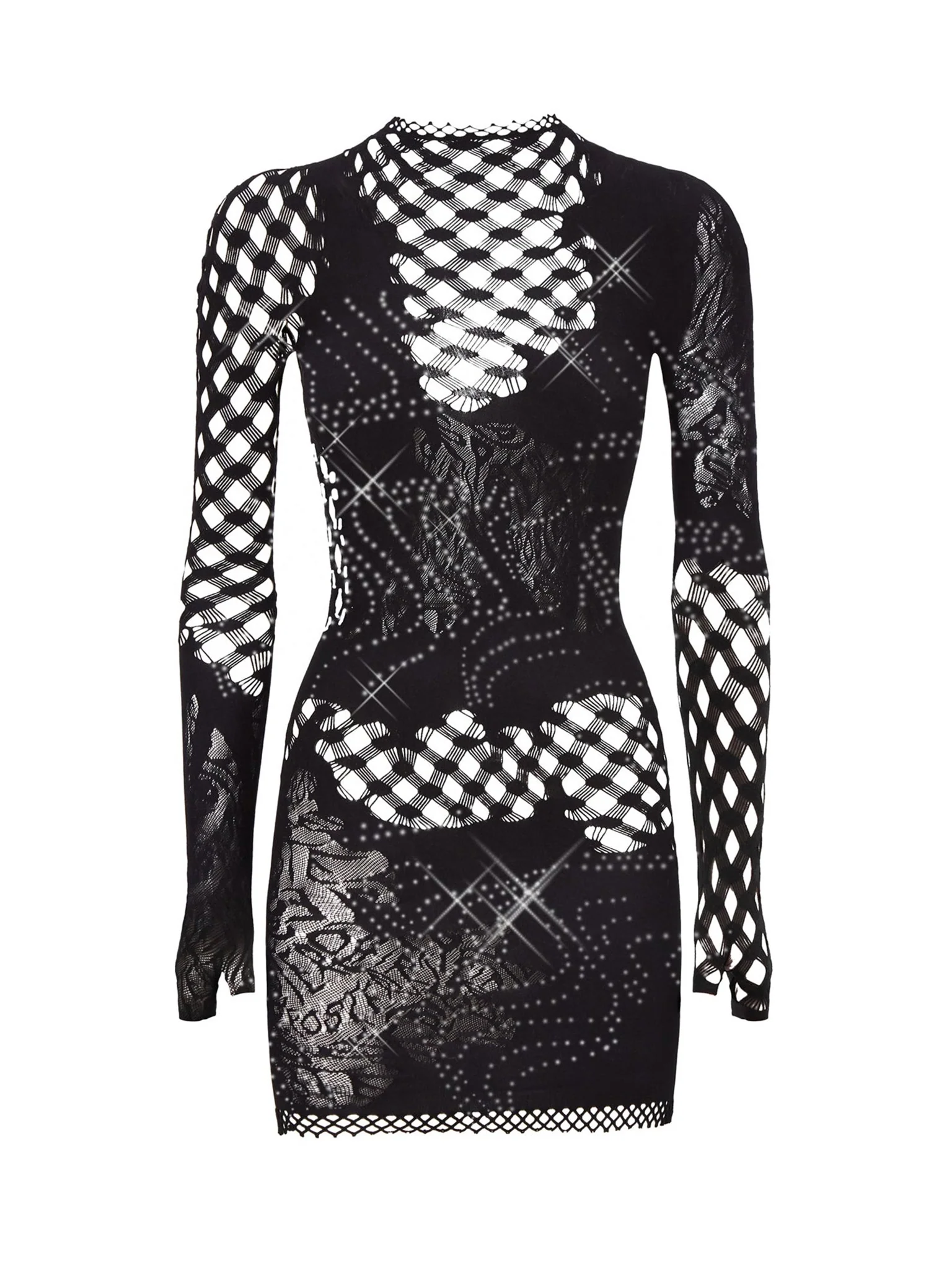 Raquel Dress Black Rhinestone