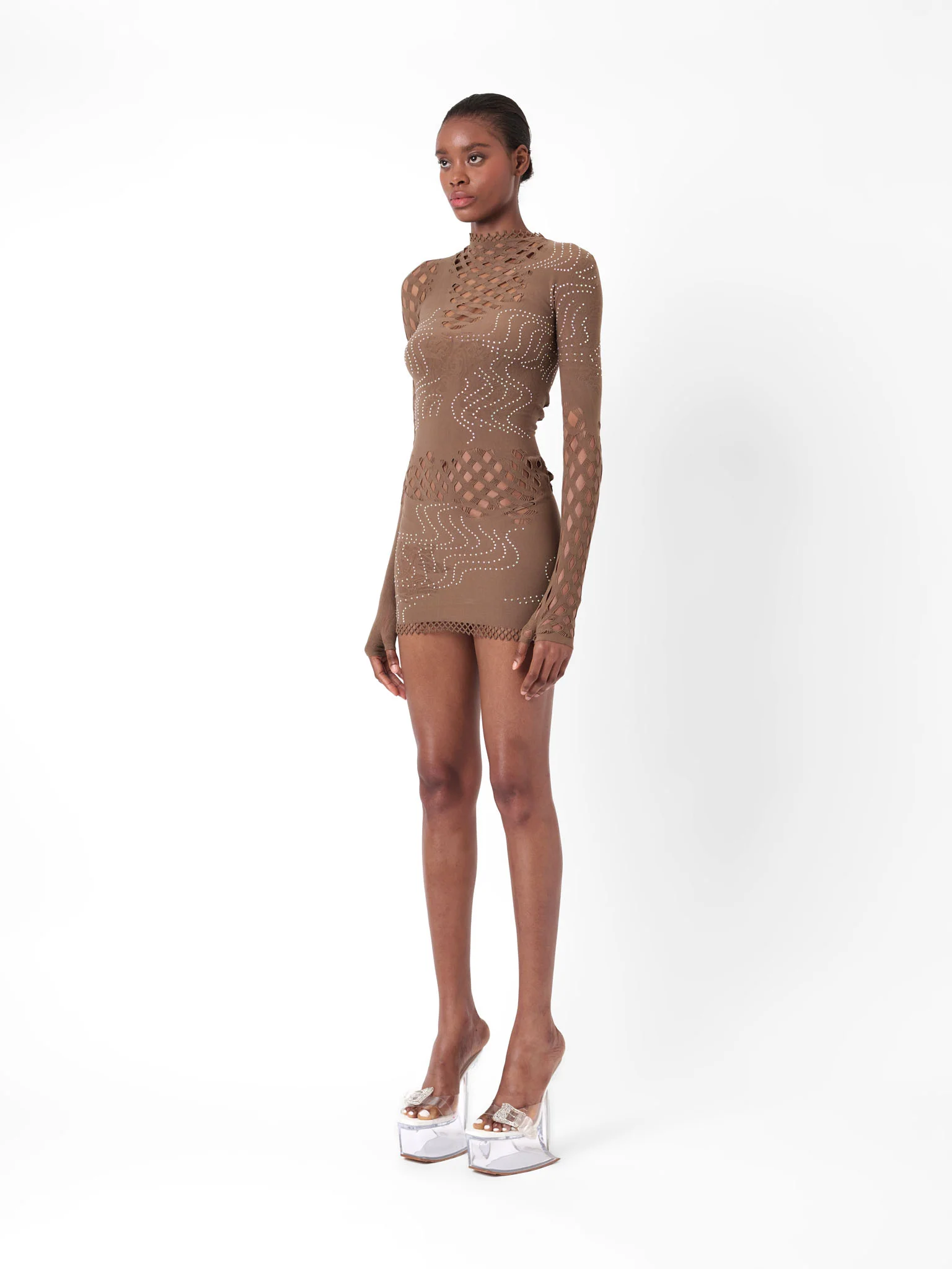 Raquel Dress Kahlua Brown Rhinestone - Image 4