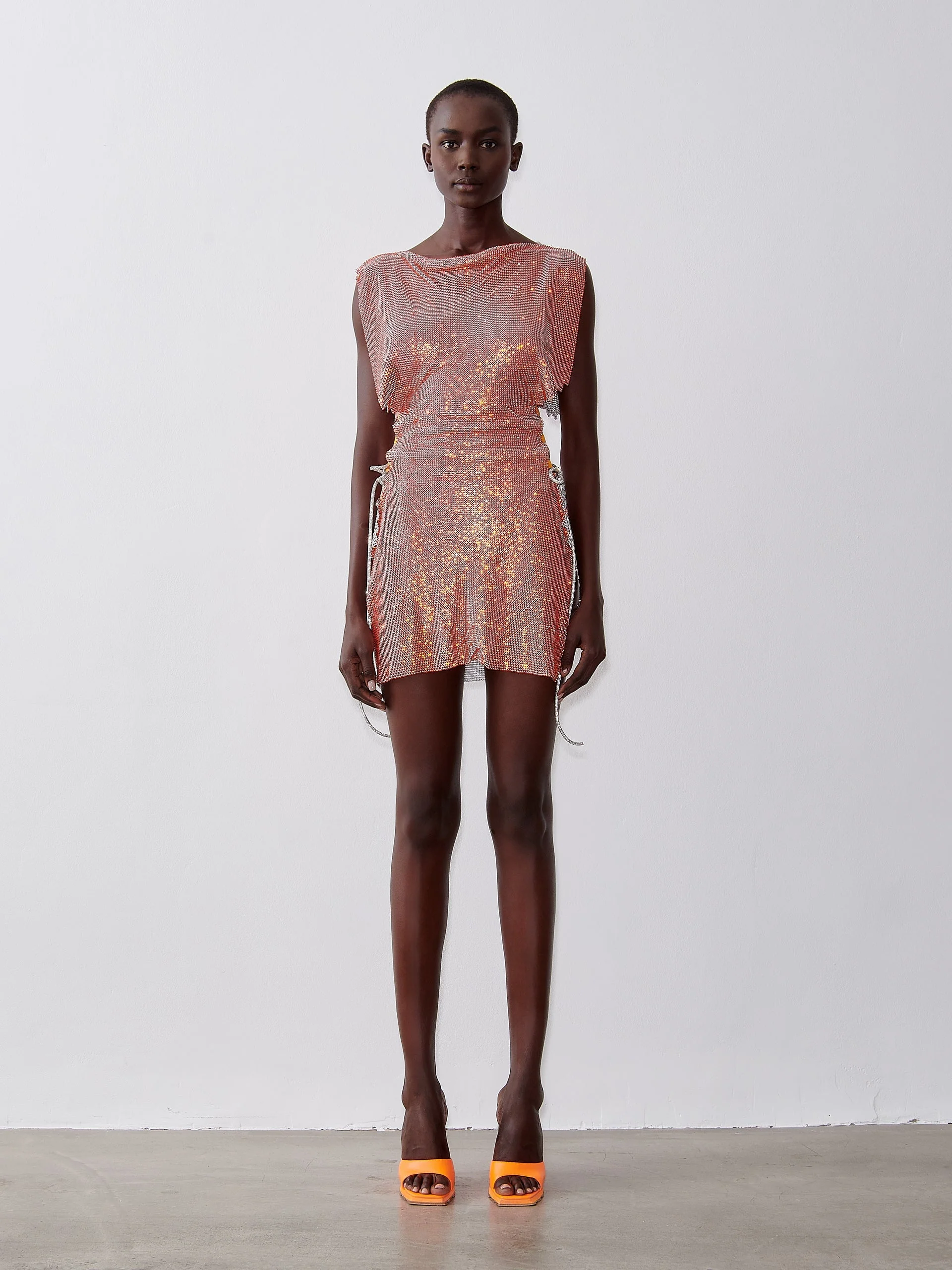 Rhinestoned Bamm Bamm Dress Aperol Spritz - Image 2