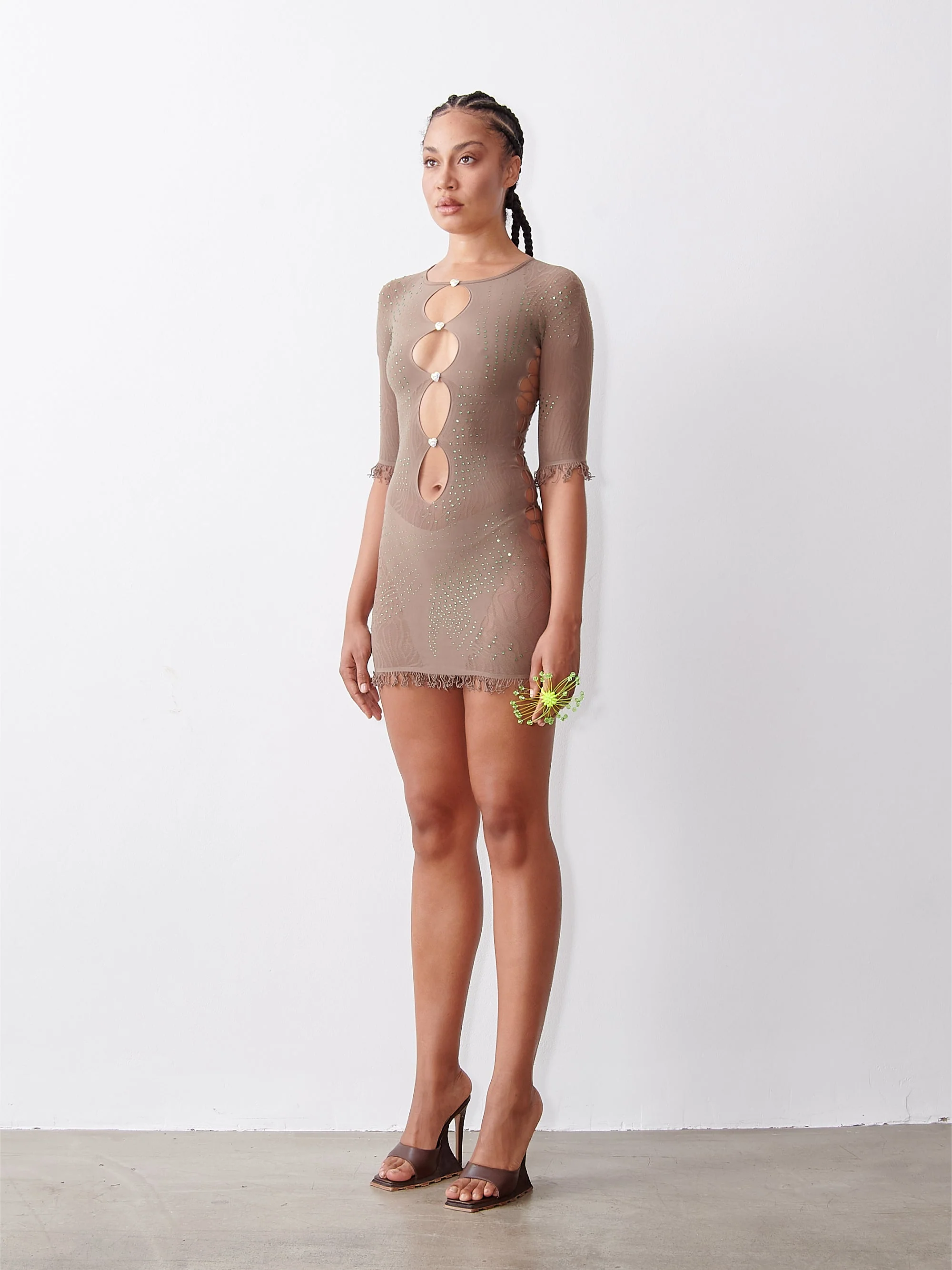 Rhinestoned Miranda Dress Truffle - Image 4
