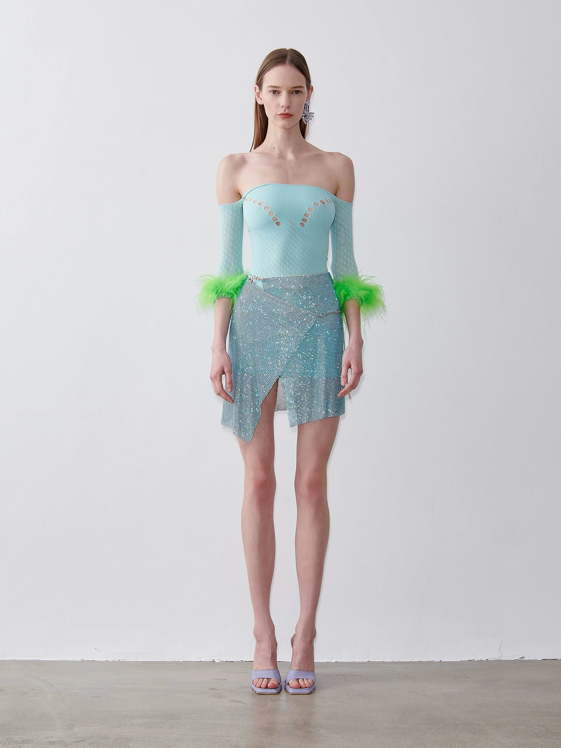Rhinestoned Winona Skirt in Crystallised Cerulean - Image 2