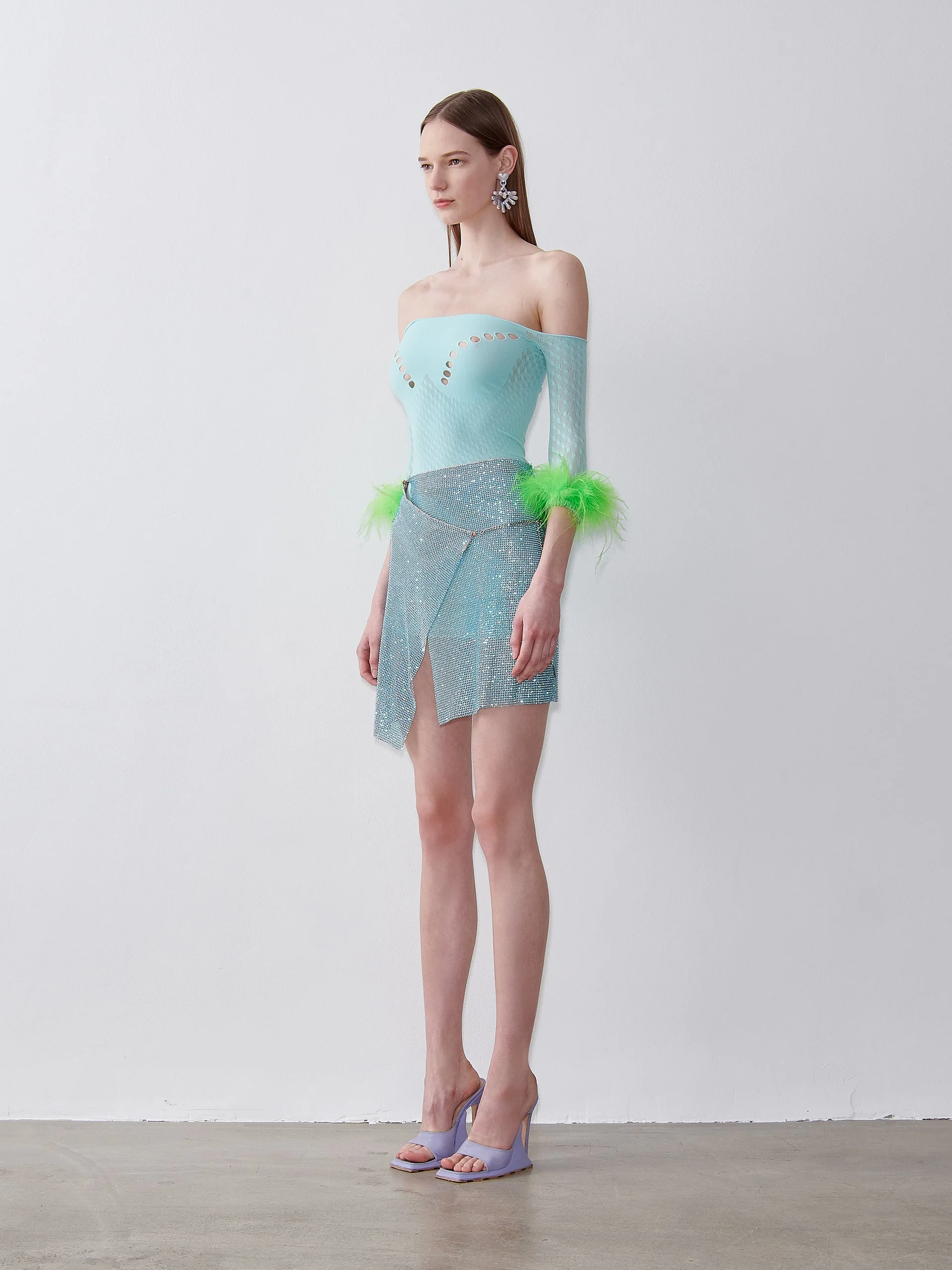 Rhinestoned Winona Skirt in Crystallised Cerulean - Image 3