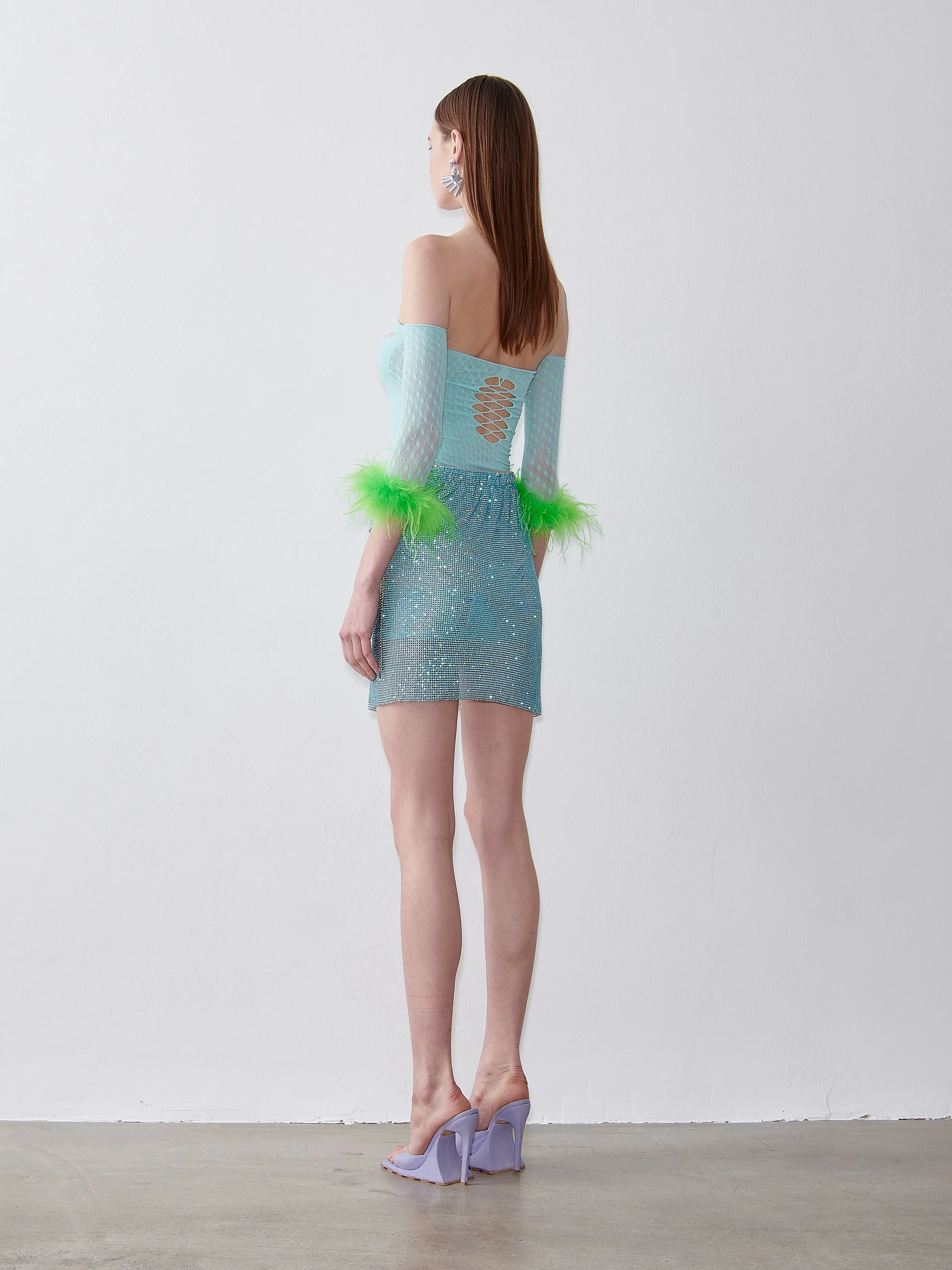 Rhinestoned Winona Skirt in Crystallised Cerulean - Image 4