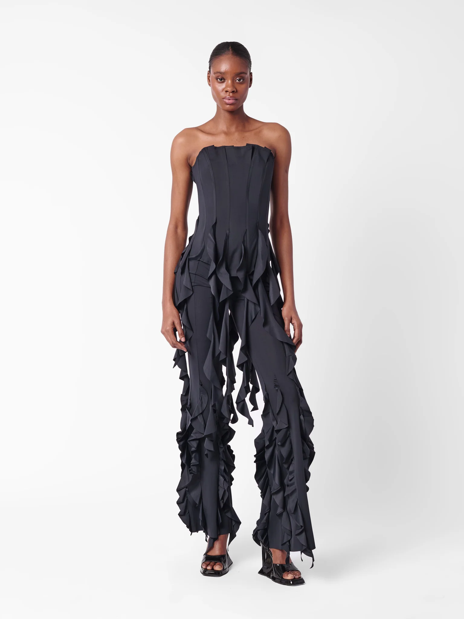 Rhonda Ruffle Trousers Black - Image 6