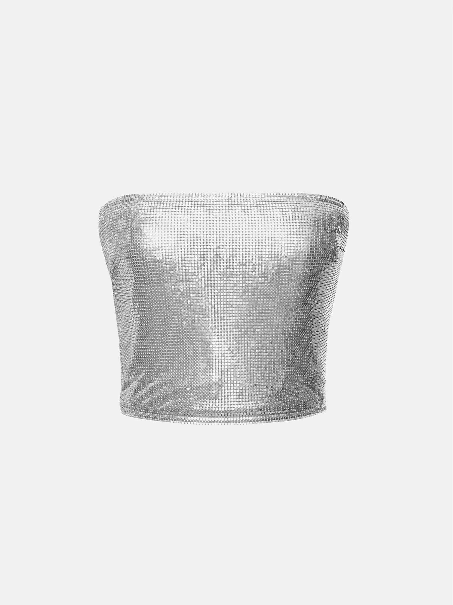 Rosalyn Top Metallic Chainmail Silver Chrome - Image 14