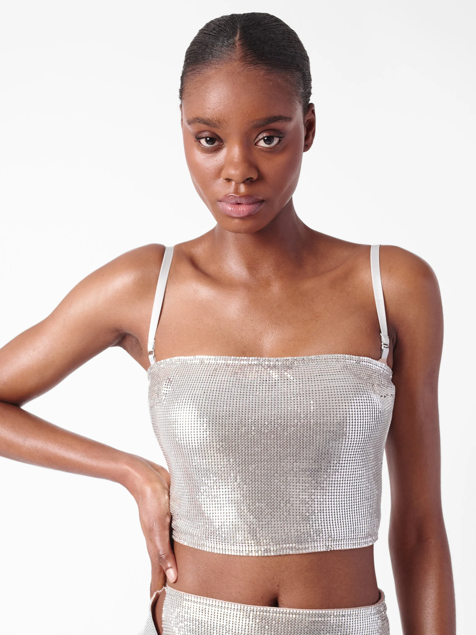 Rosalyn Top Metallic Chainmail Silver Chrome - Image 5