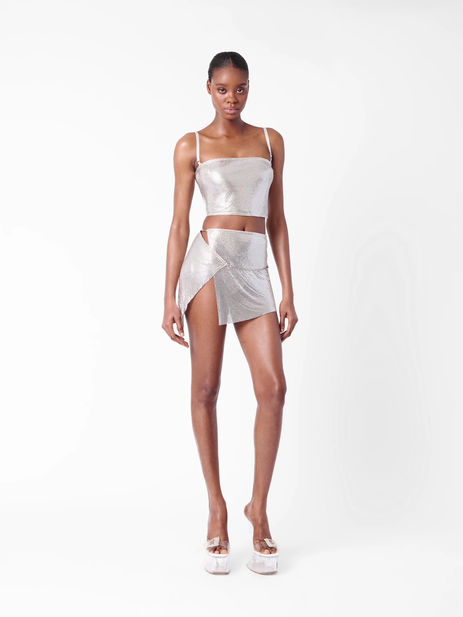 Rosalyn Top Metallic Chainmail Silver Chrome - Image 6