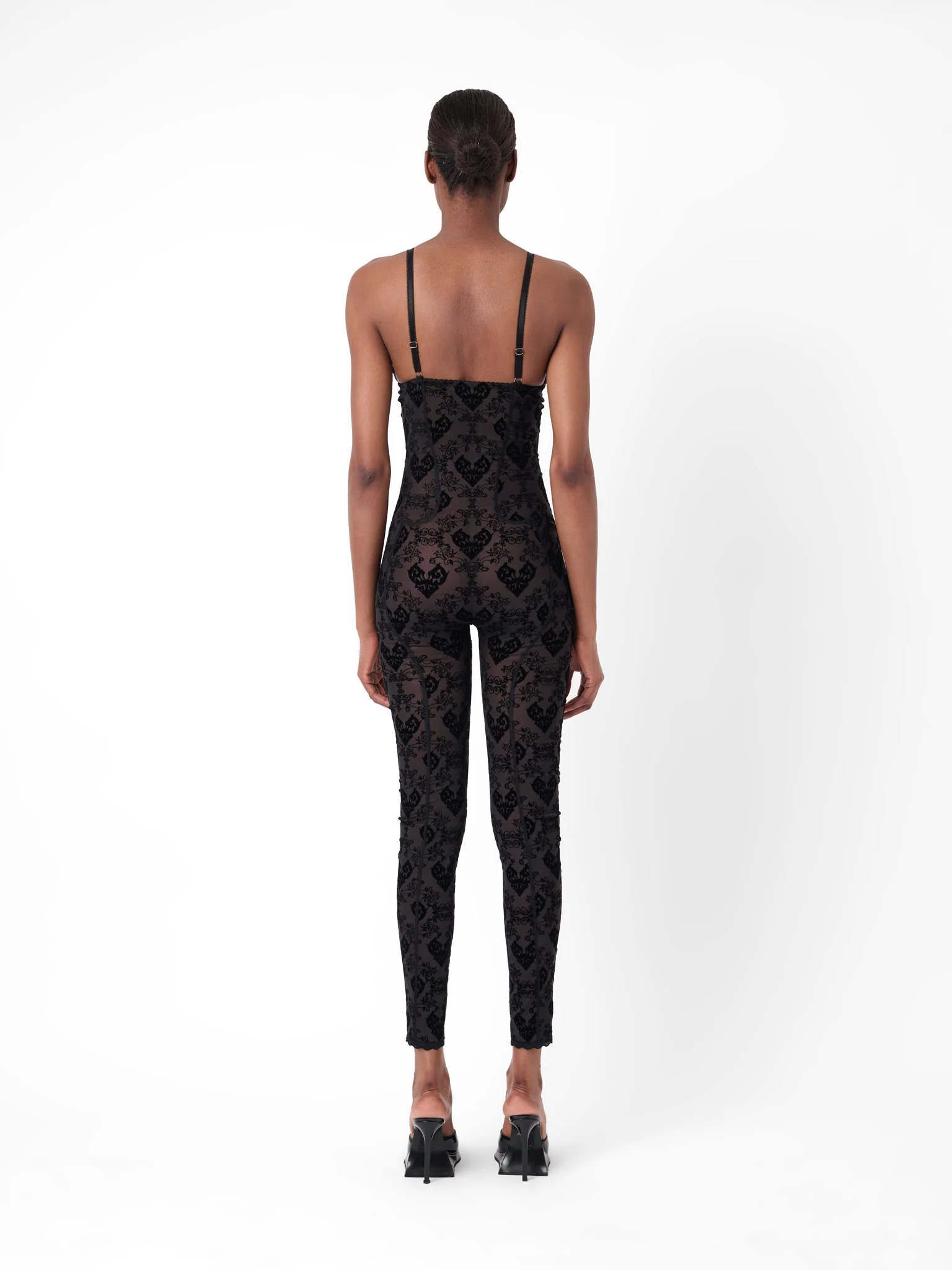 Scarlett Jumpsuit Flocked Mesh Black - Image 3