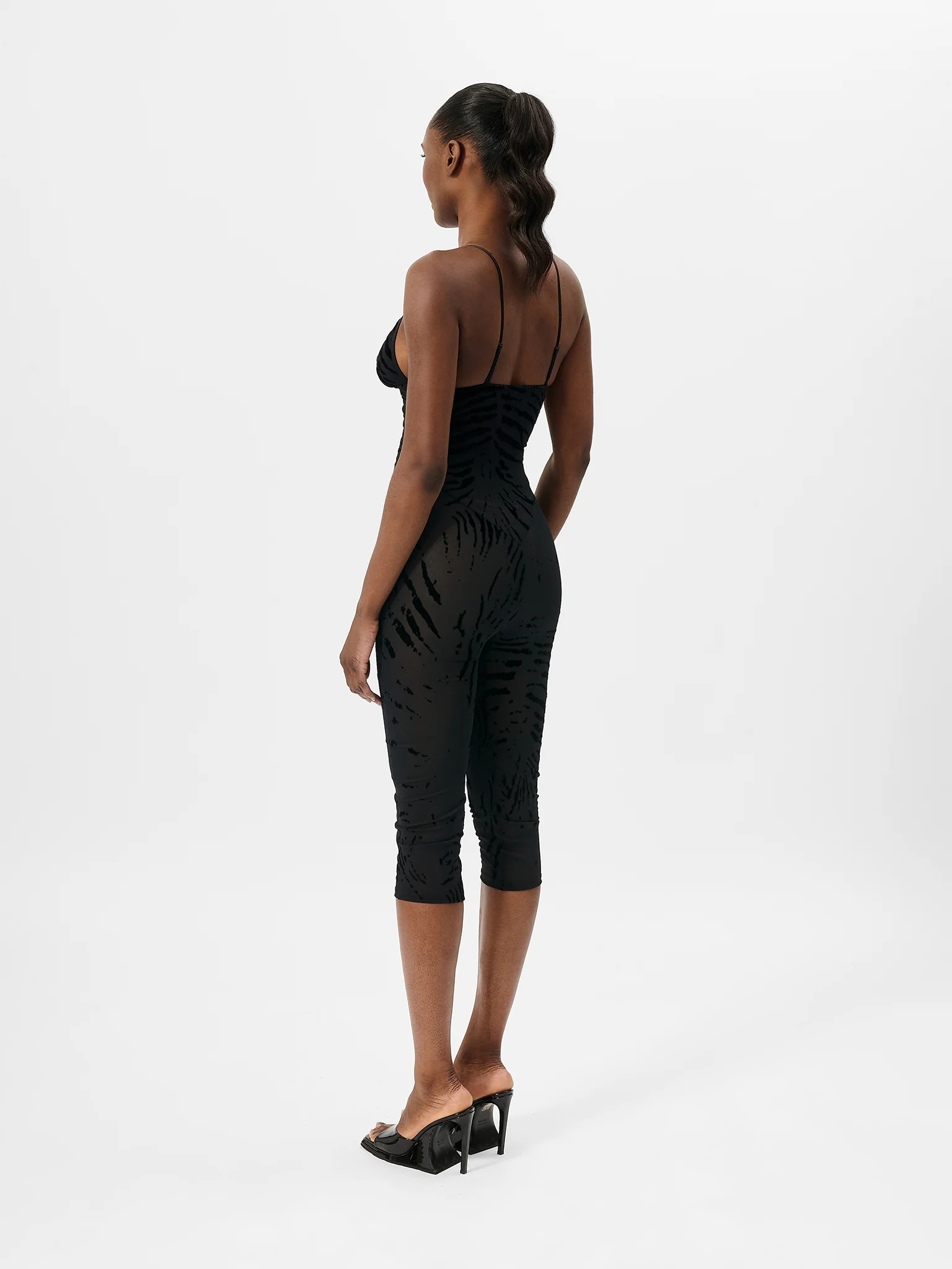 Scarlett Pedal Pusher Jumpsuit Black Zebra Print - Image 5