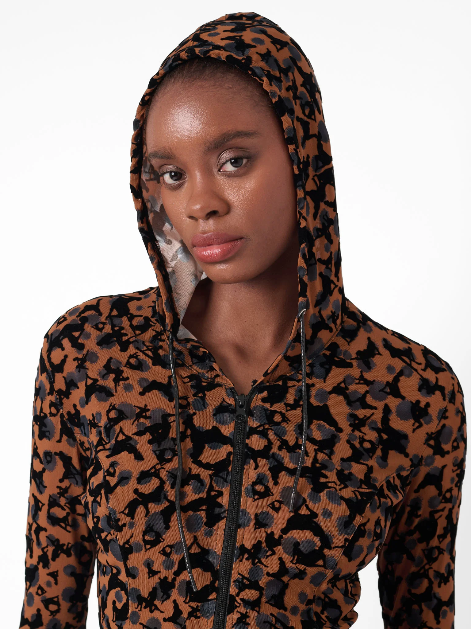 Shania Hooded Jacket Chestnut Leopard Print - Image 6