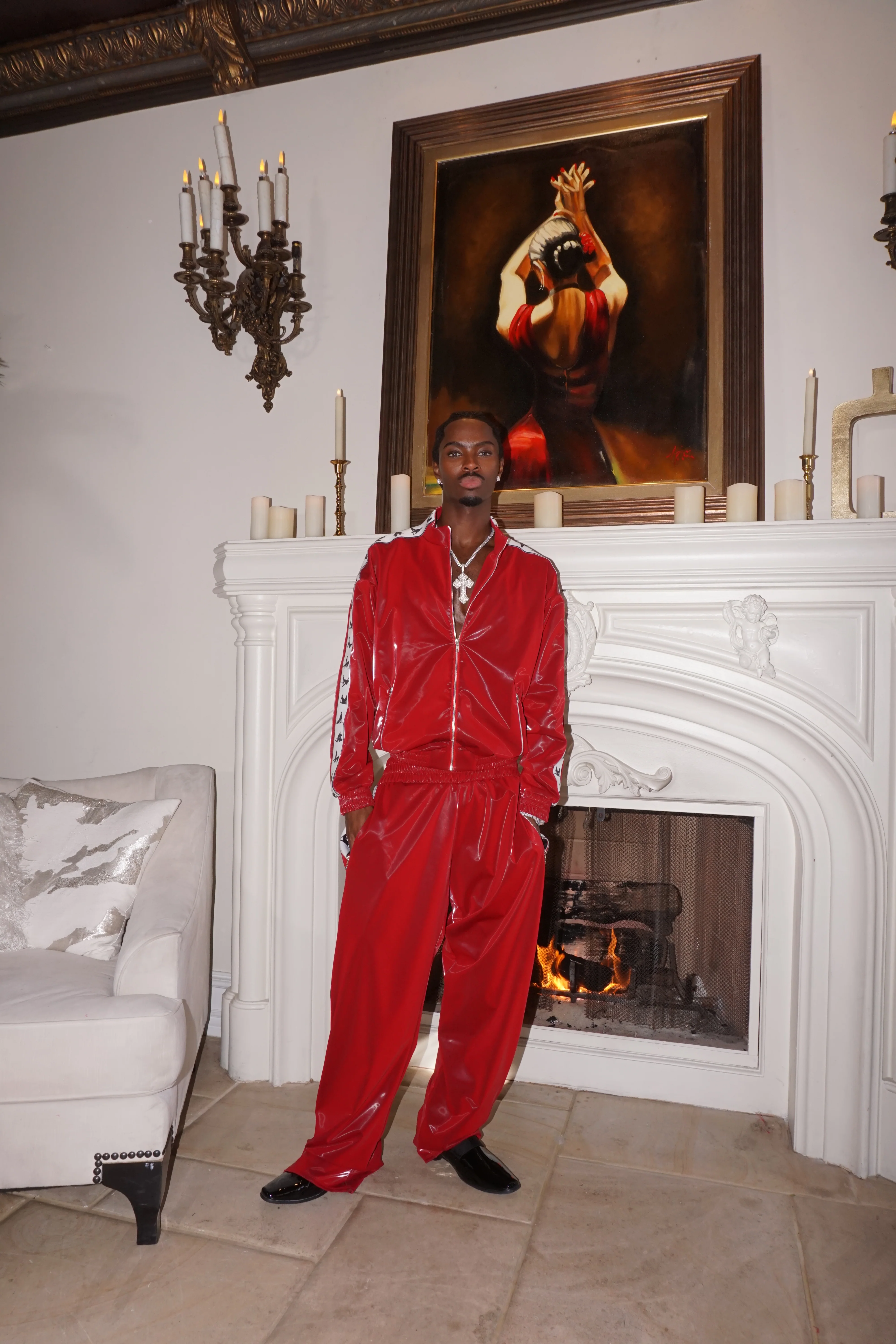 S*x Tape Tracksuit Bottoms Wet Gloss Red - Image 2