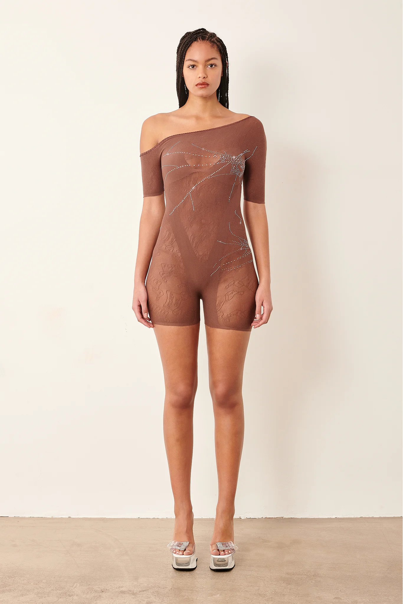 Vandervoort Playsuit Rhinestone in Old Money Brown - Image 2