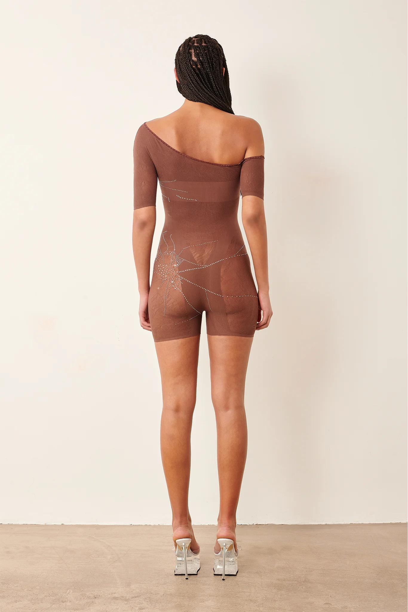 Vandervoort Playsuit Rhinestone in Old Money Brown - Image 4