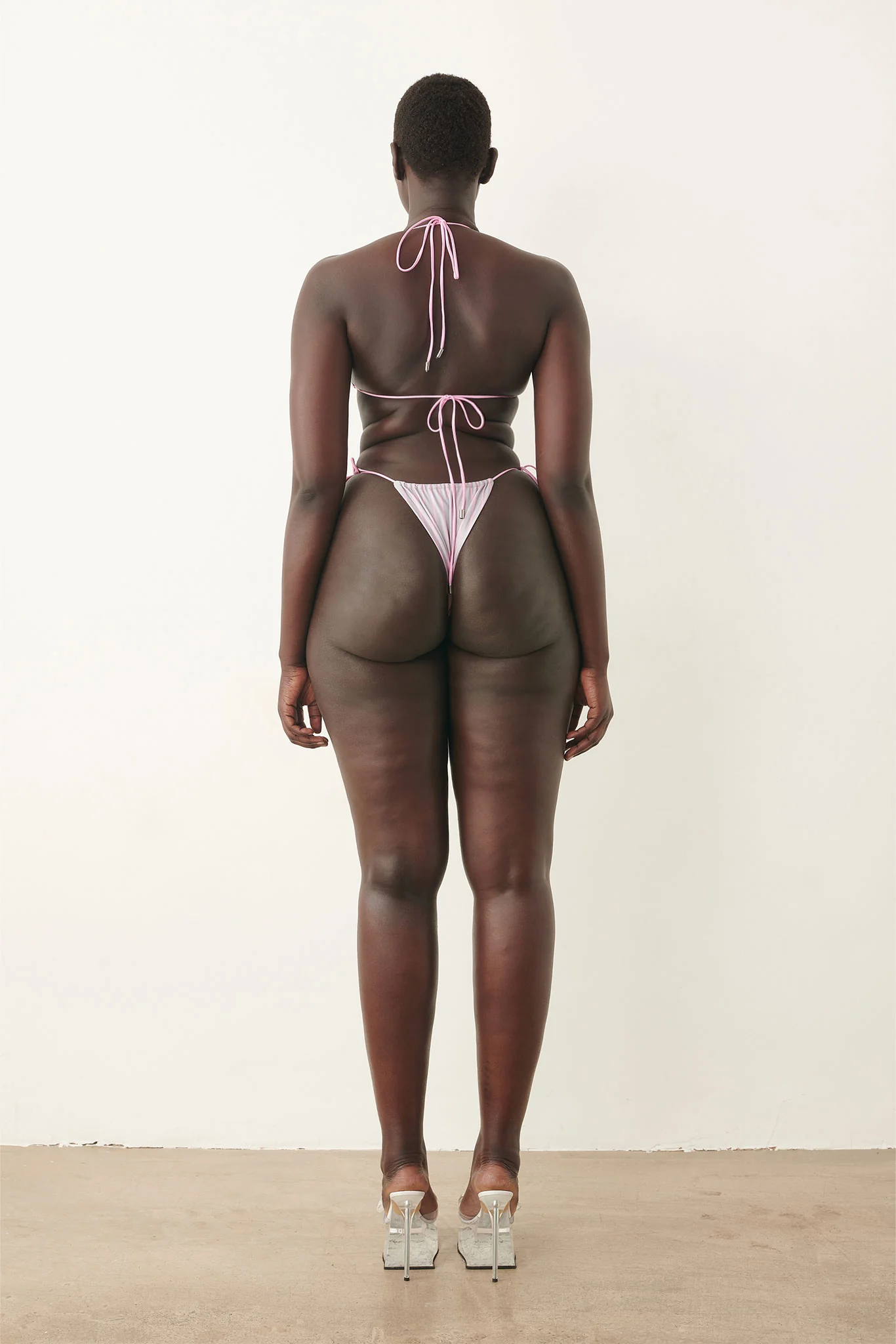 Woods Bikini Bottoms Grey/Pink Pinstripe - Image 3